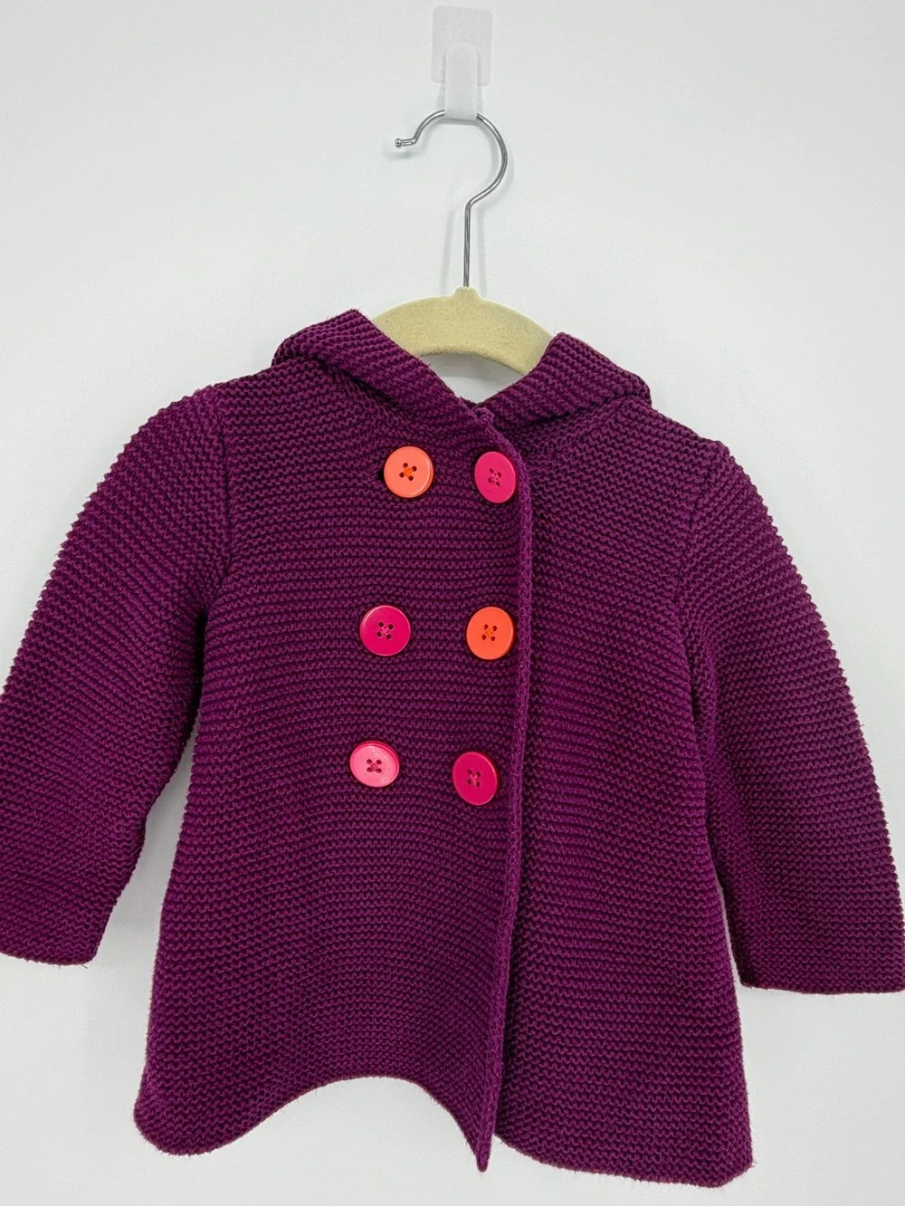 Y2K Baby Girl 12M Purple Cable Knit Pixie Jacket | First Impressions Play